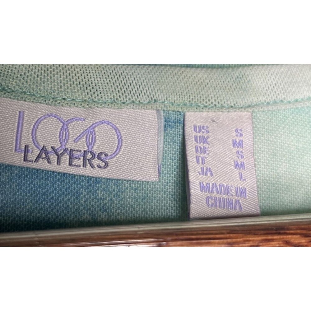 LOGO Layers Mesh Long Sleeve Lori Goldstein Watercolor Round Neck Top Shirt SZ S - Picture 4 of 9
